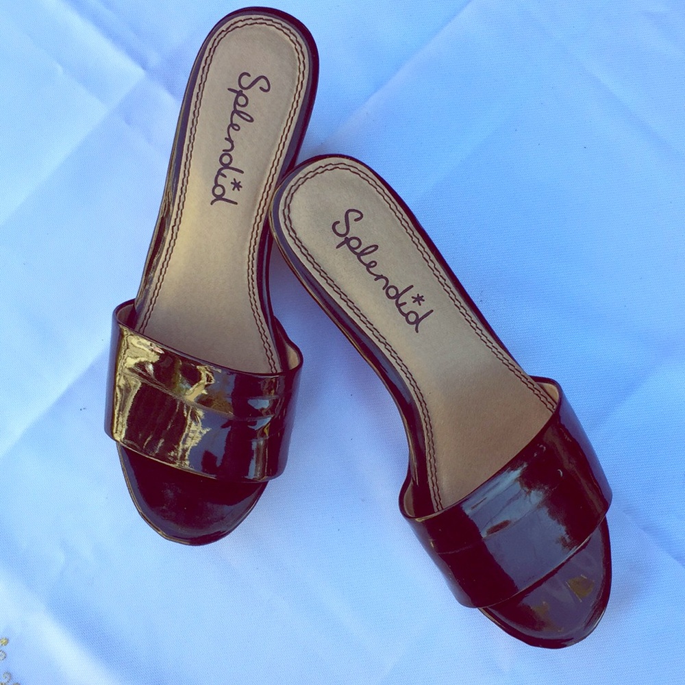 Splendid, Black Patent Vegan Mules